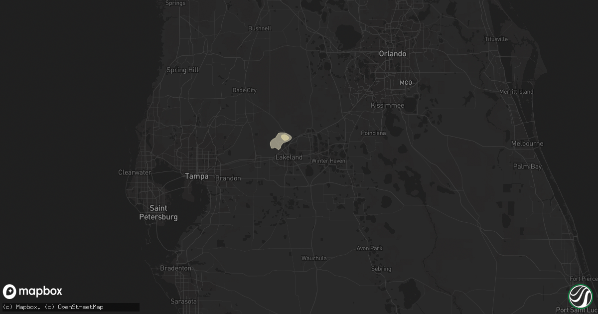 Hail map in Lakeland, FL on July 24, 2016