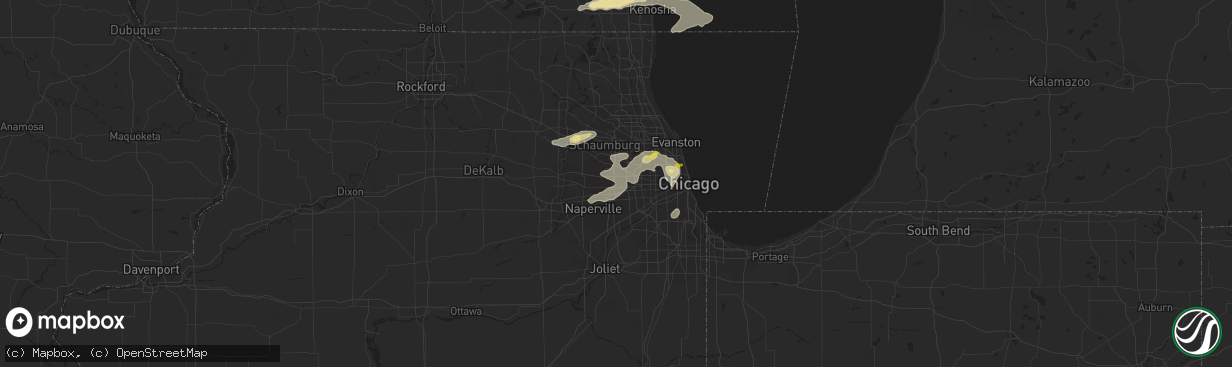 Hail map in Lombard, IL on July 24, 2016