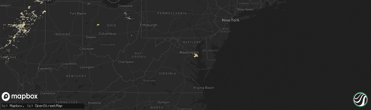 Hail map in Maryland on July 24, 2016