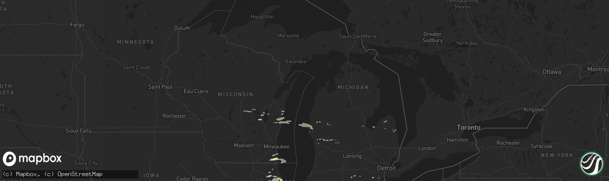 Hail map in Michigan on July 24, 2016