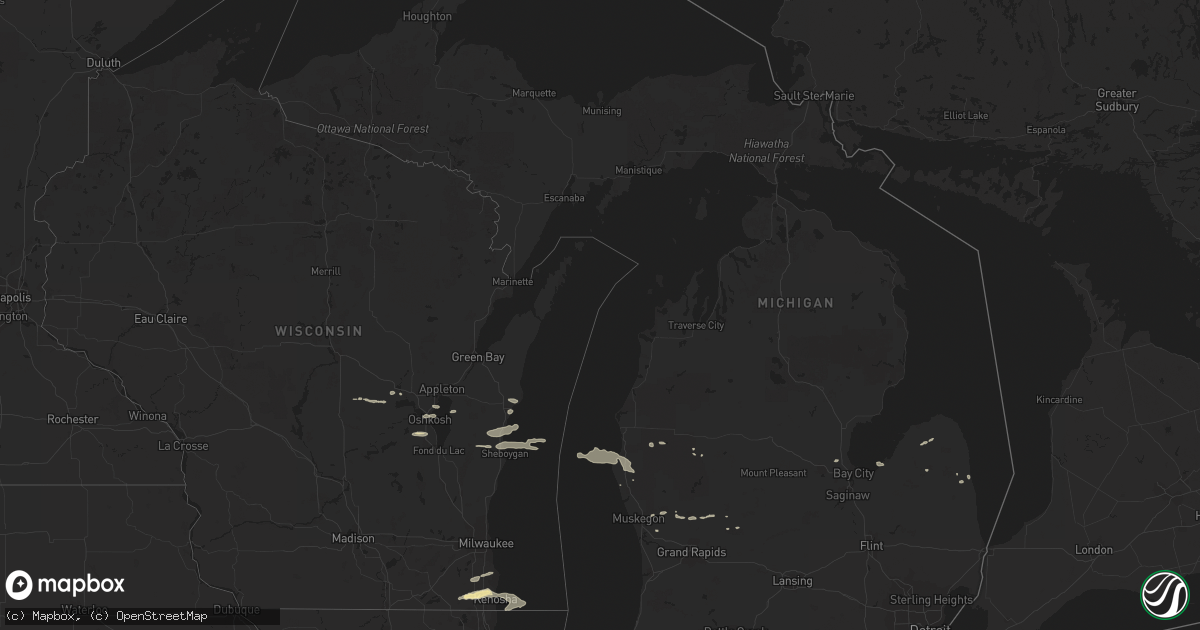 Hail map in Michigan on July 24, 2016