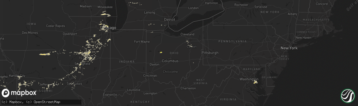 Hail map in Ohio on July 24, 2016