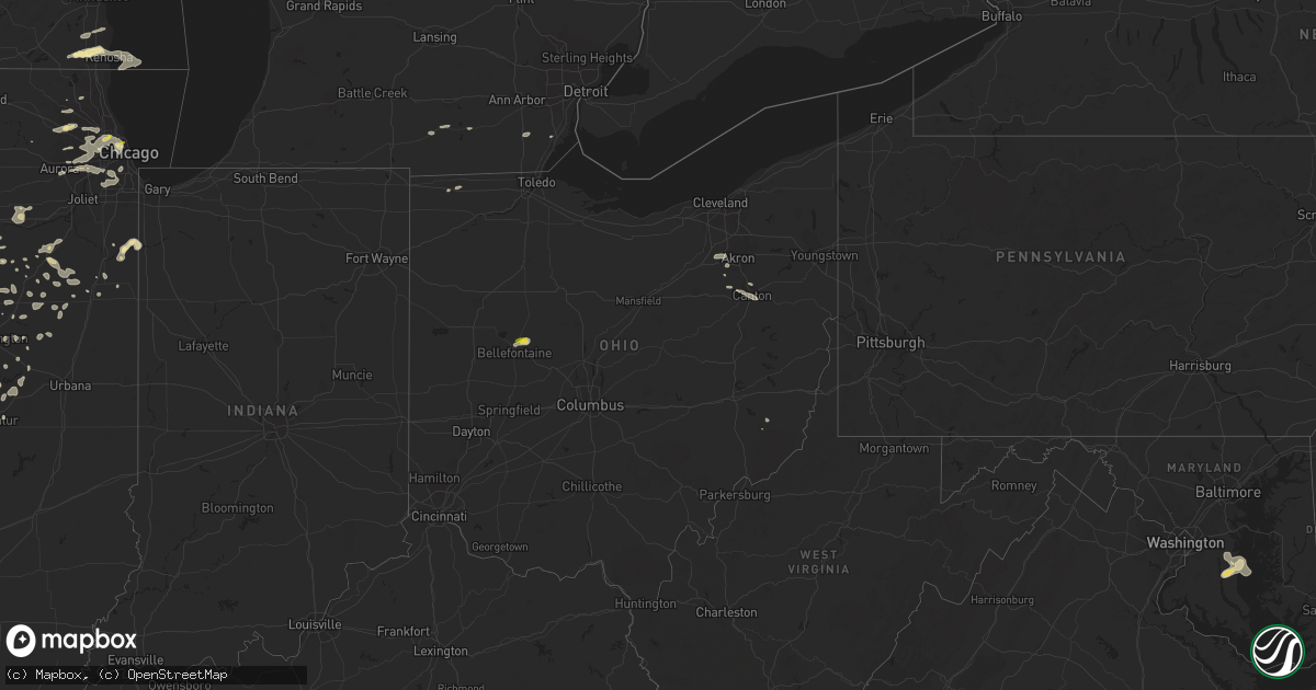 Hail map in Ohio on July 24, 2016