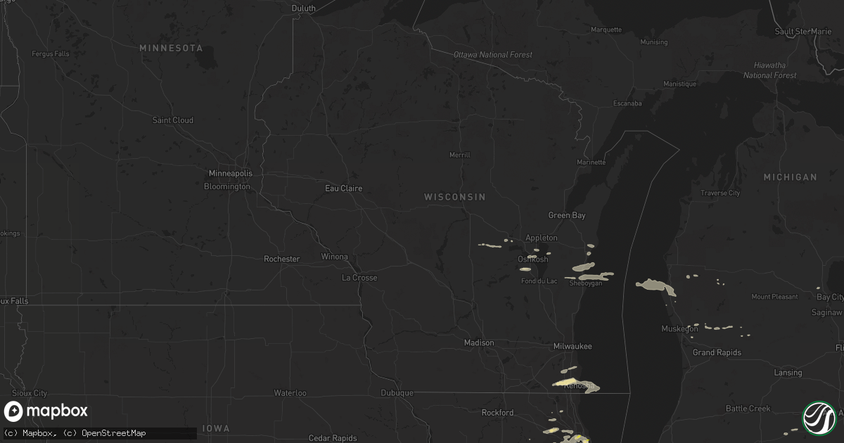 Hail map in Wisconsin on July 24, 2016