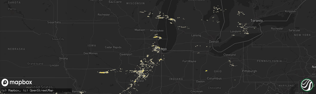 Hail map on July 24, 2016