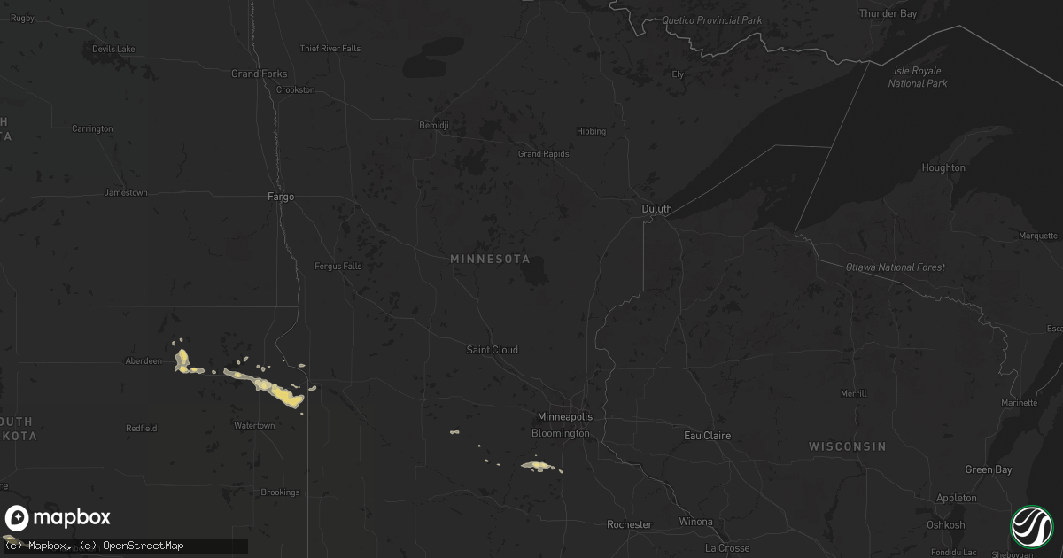 Hail map in Minnesota on July 24, 2017
