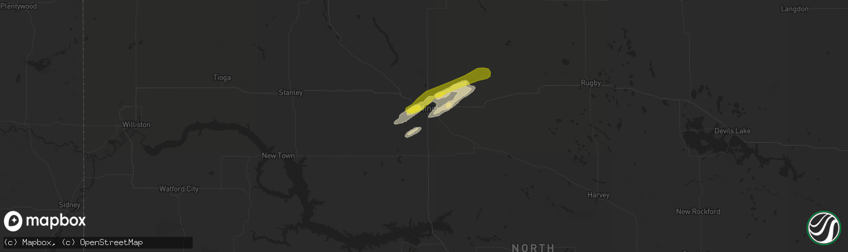 Hail map in Minot, ND on July 24, 2017