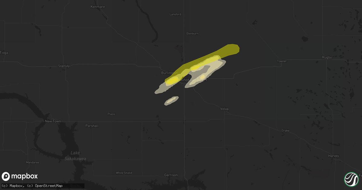 Hail map in Minot, ND on July 24, 2017