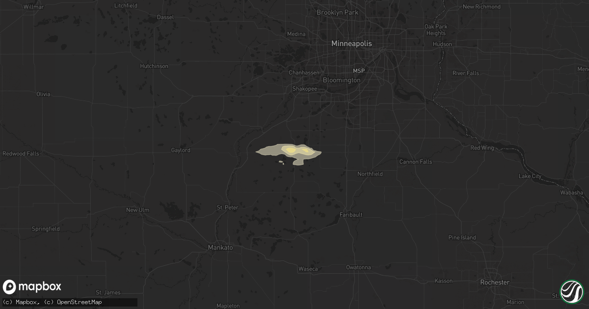 Hail map in New Prague, MN on July 24, 2017