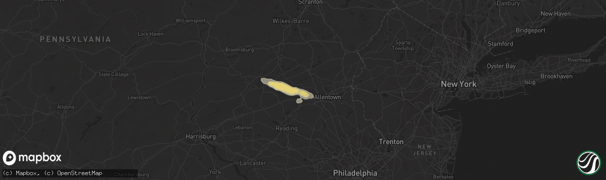 Hail map in New Tripoli, PA on July 24, 2017