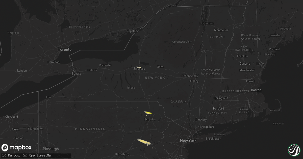Hail map in New York on July 24, 2017