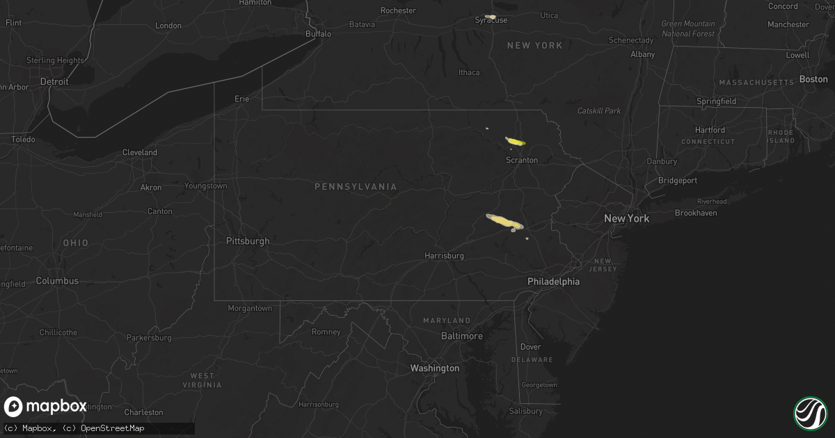 Hail map in Pennsylvania on July 24, 2017