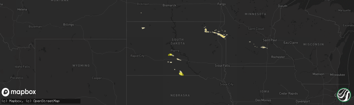 Hail map in South Dakota on July 24, 2017