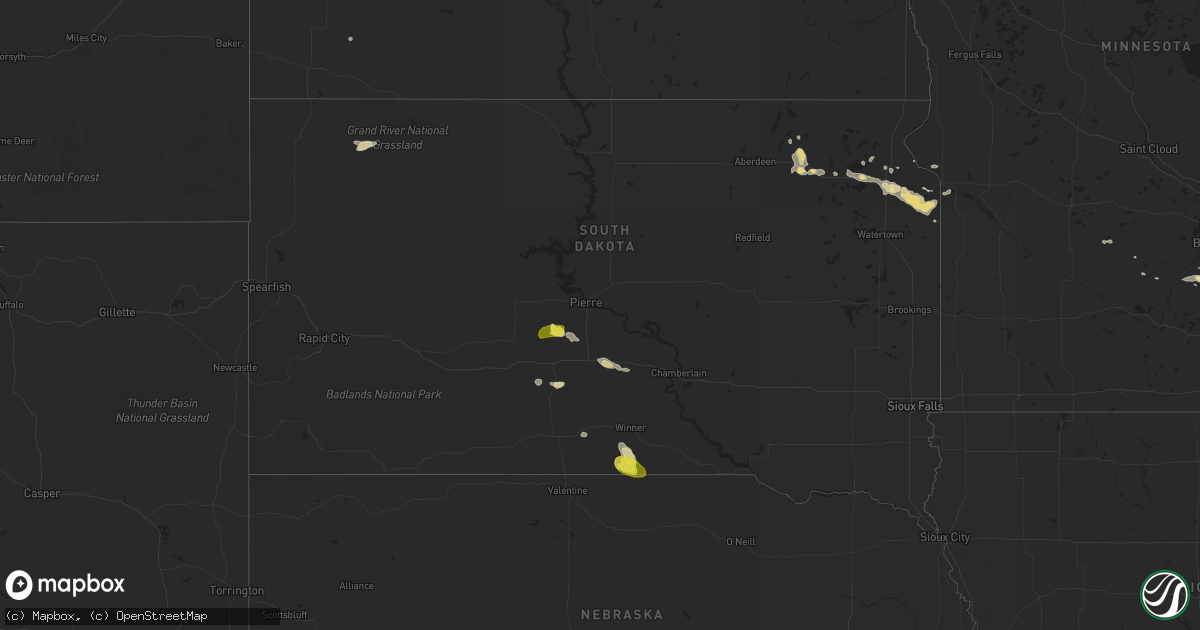Hail map in South Dakota on July 24, 2017
