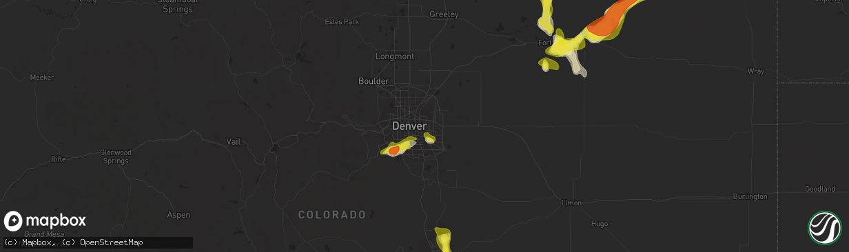 Hail map in Aurora, CO on July 24, 2018