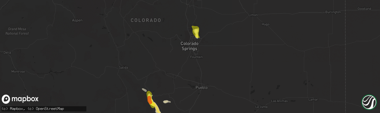 Hail map in Colorado Springs, CO on July 24, 2018