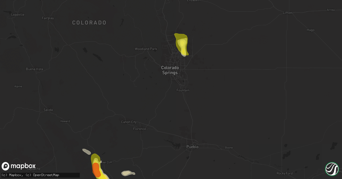 Hail map in Colorado Springs, CO on July 24, 2018