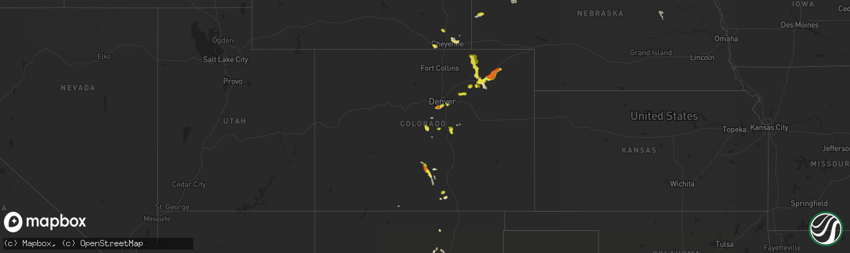 Hail map in Colorado on July 24, 2018