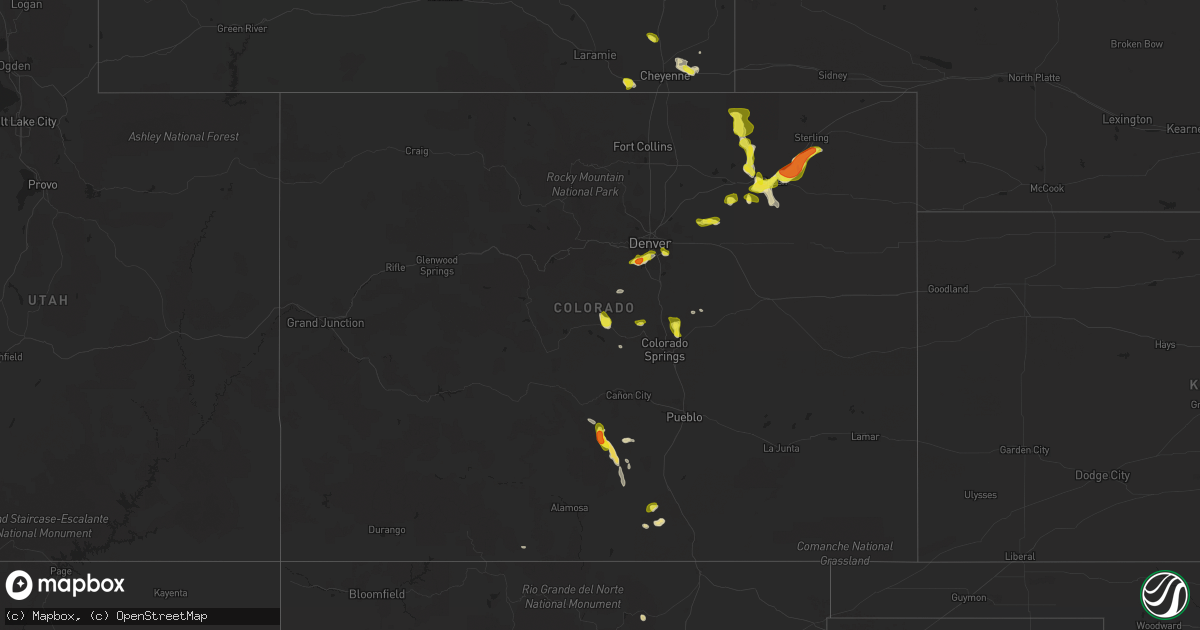 Hail map in Colorado on July 24, 2018