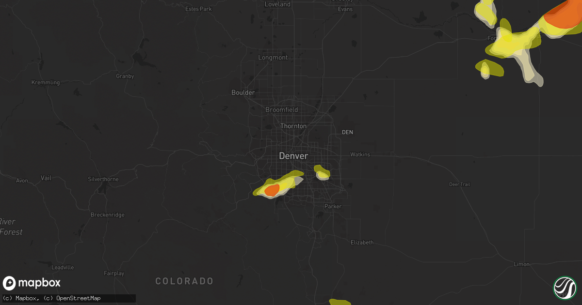 Hail map in Denver, CO on July 24, 2018
