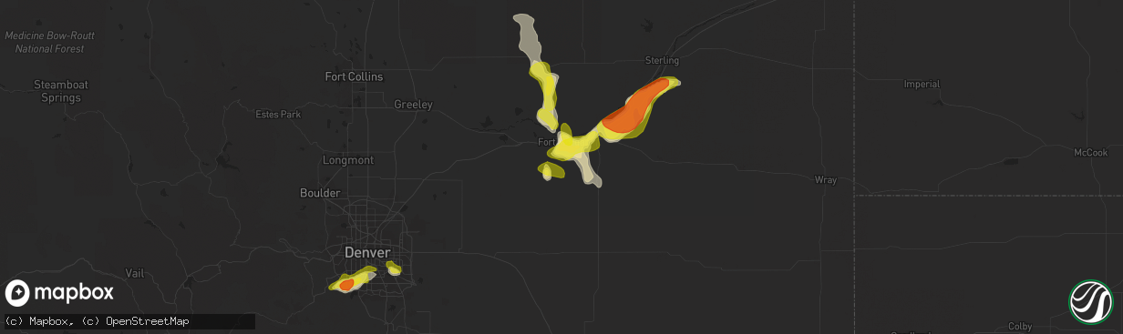 Hail map in Fort Morgan, CO on July 24, 2018