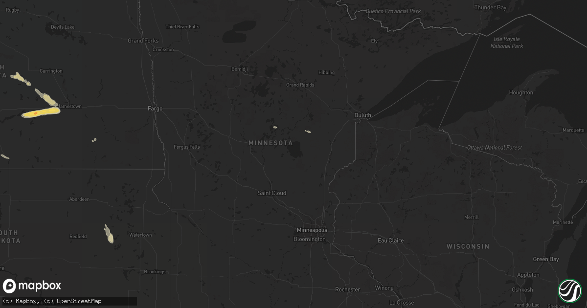 Hail map in Minnesota on July 24, 2018