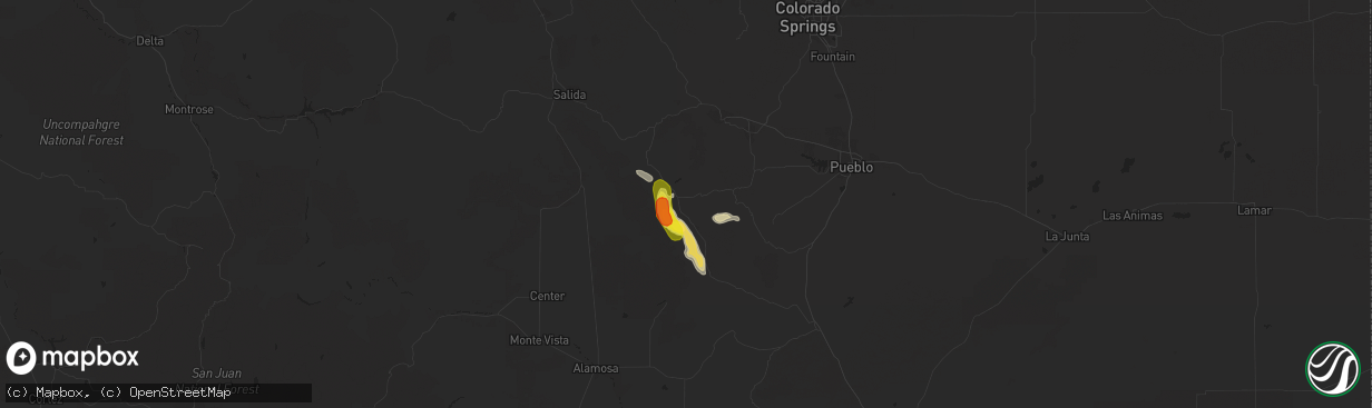 Hail map in Westcliffe, CO on July 24, 2018