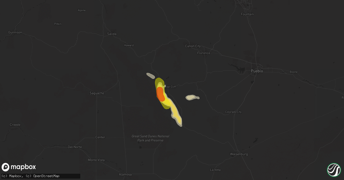 Hail map in Westcliffe, CO on July 24, 2018