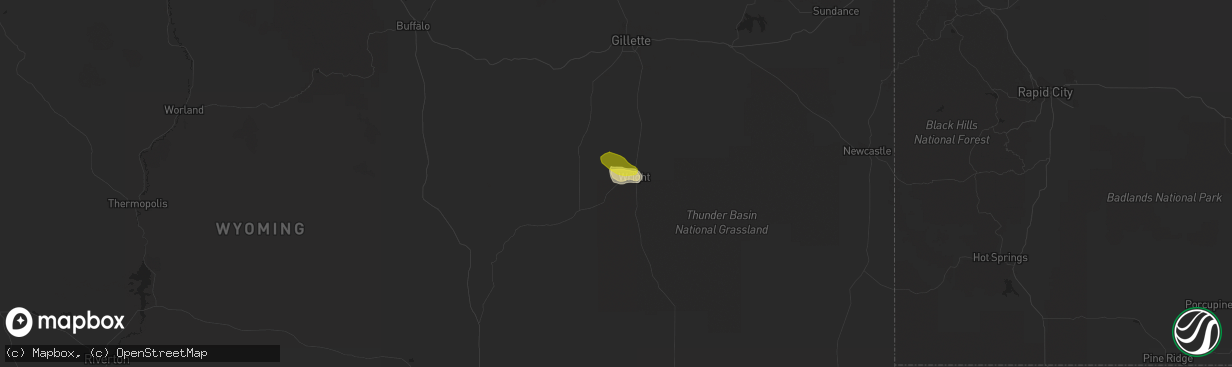 Hail map in Wright, WY on July 24, 2018