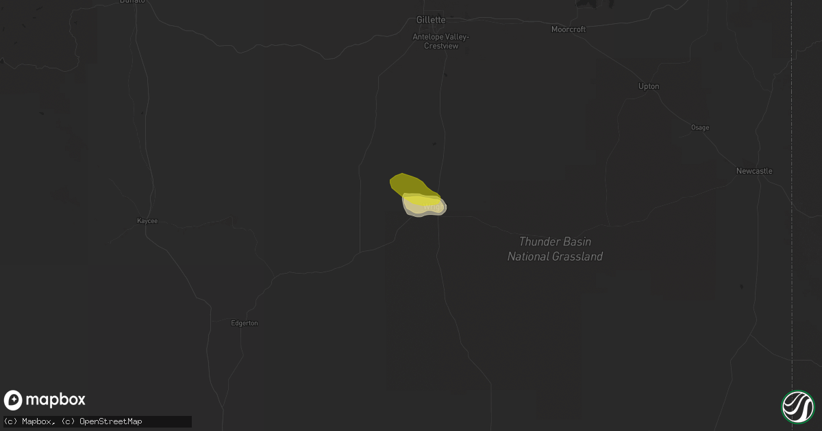 Hail map in Wright, WY on July 24, 2018