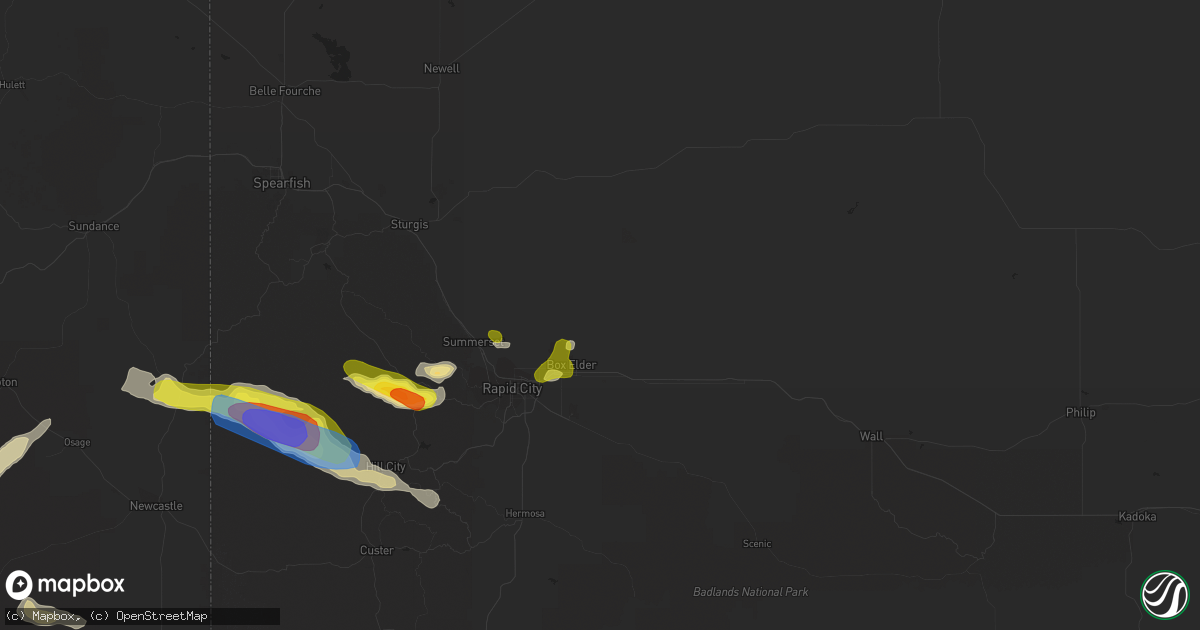 Hail map in Box Elder, SD on July 24, 2019