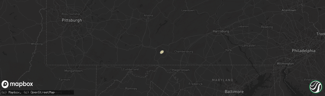 Hail map in Harrisonville, PA on July 24, 2019