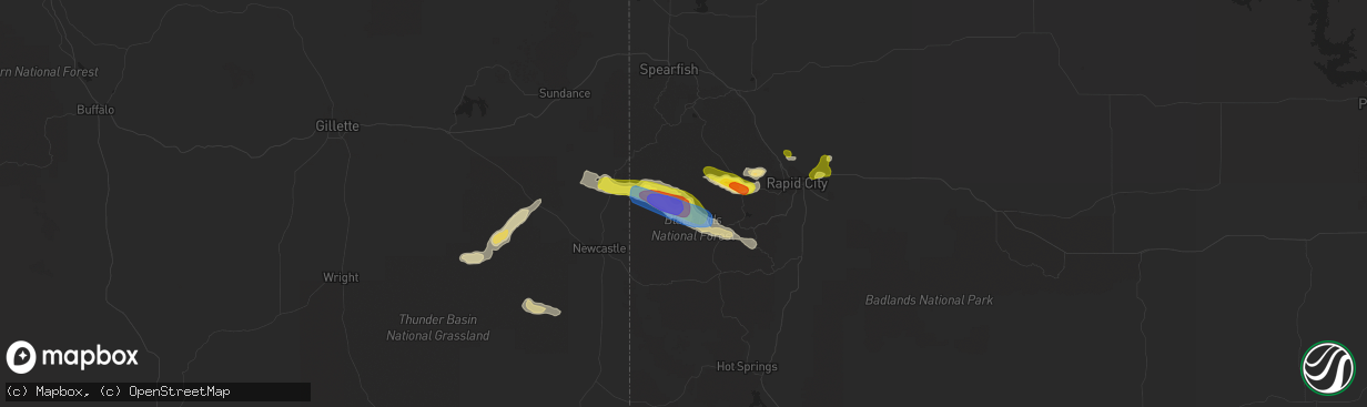 Hail map in Hill City, SD on July 24, 2019