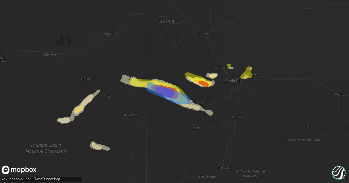 Hail map in Hill City, SD on July 24, 2019