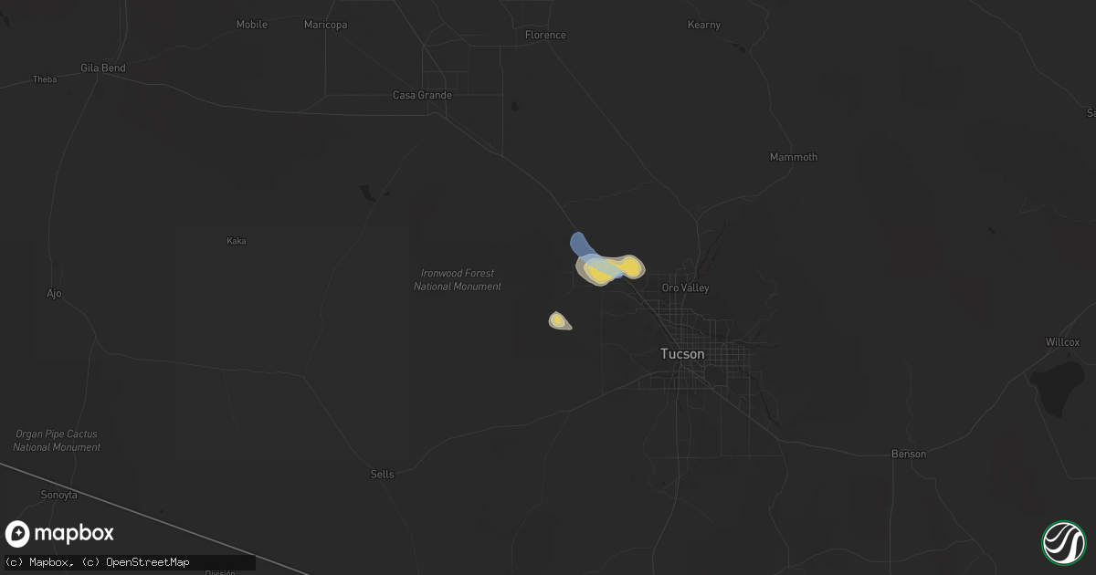 Hail map in Marana, AZ on July 24, 2019