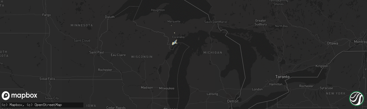 Hail map in Michigan on July 24, 2019