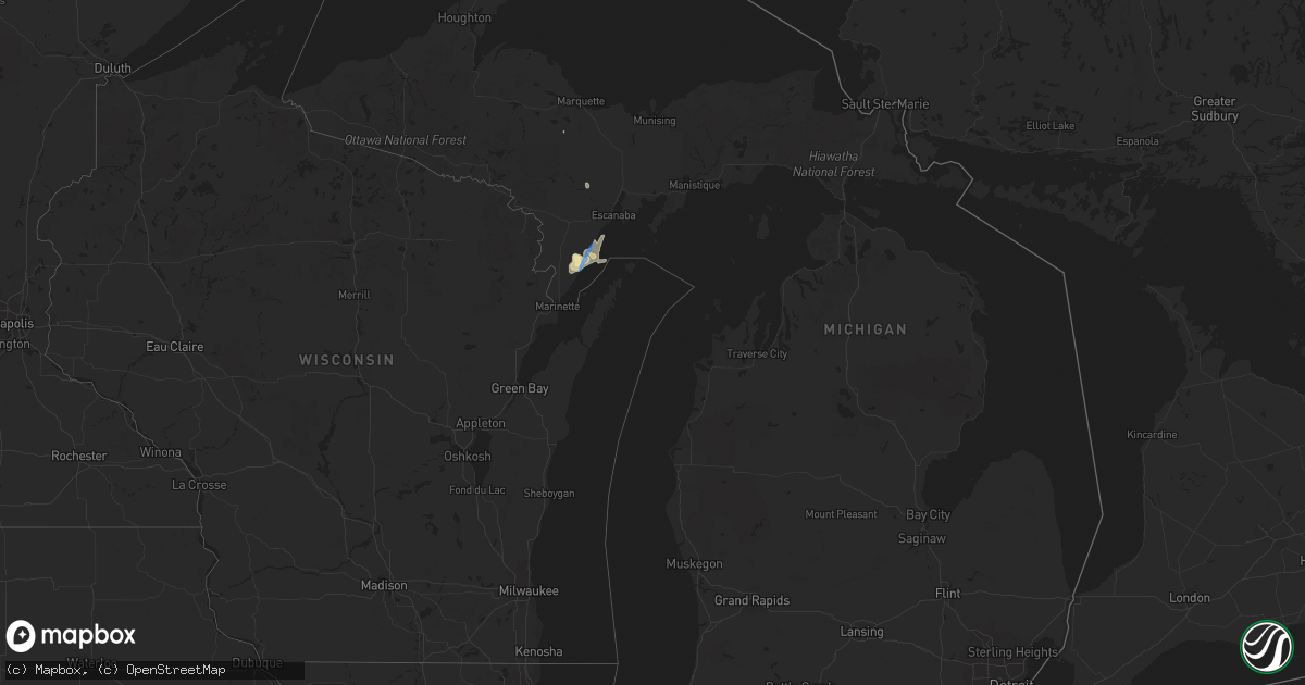 Hail map in Michigan on July 24, 2019