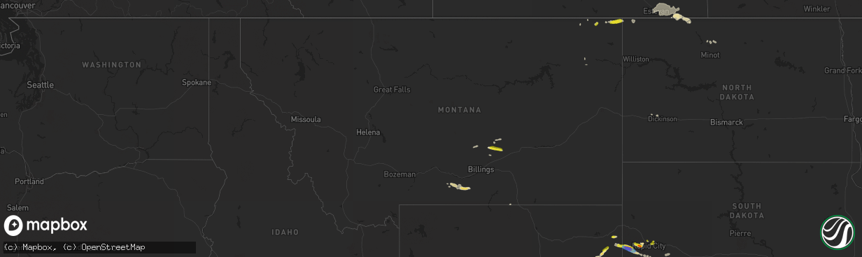 Hail map in Montana on July 24, 2019