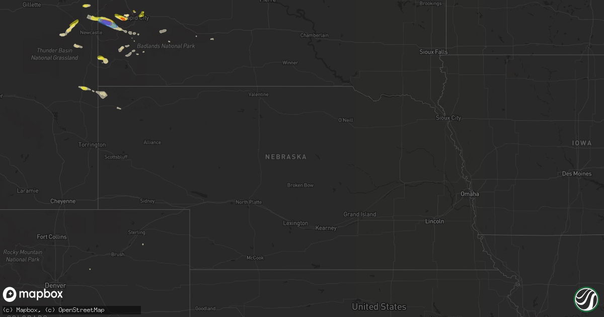 Hail map in Nebraska on July 24, 2019