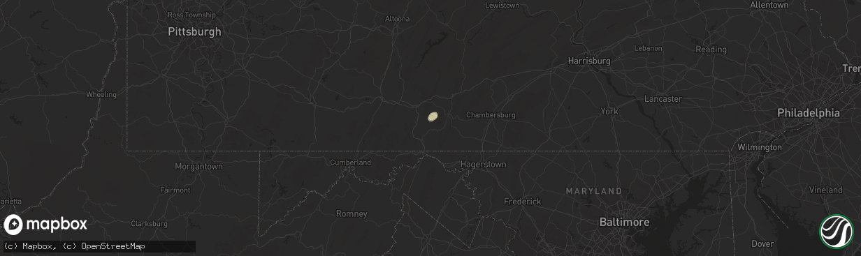 Hail map in Needmore, PA on July 24, 2019