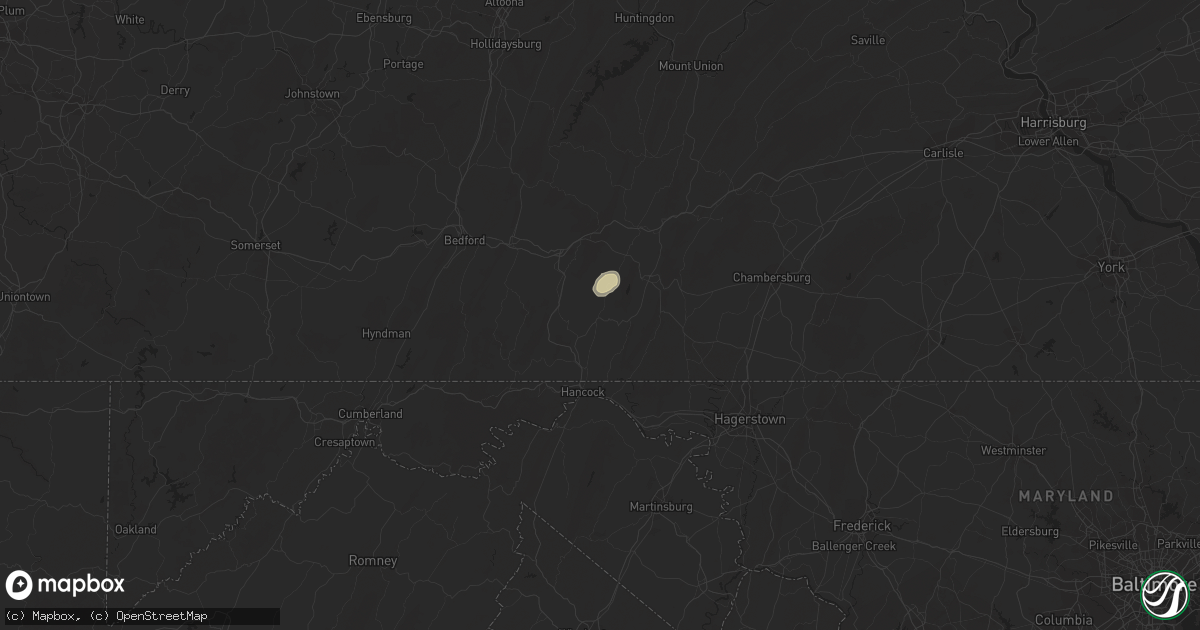 Hail map in Needmore, PA on July 24, 2019