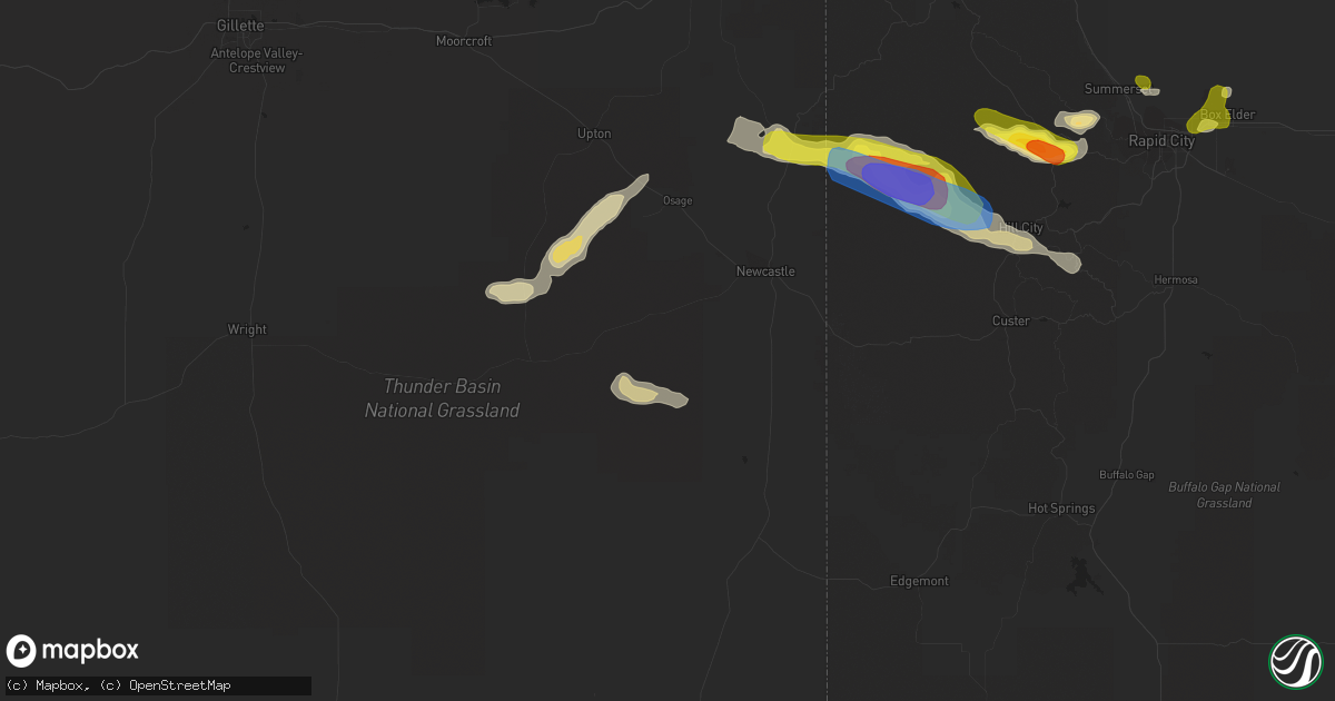 Hail map in Newcastle, WY on July 24, 2019
