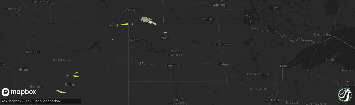 Hail map in North Dakota on July 24, 2019