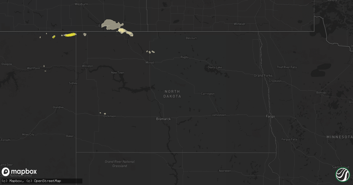 Hail map in North Dakota on July 24, 2019