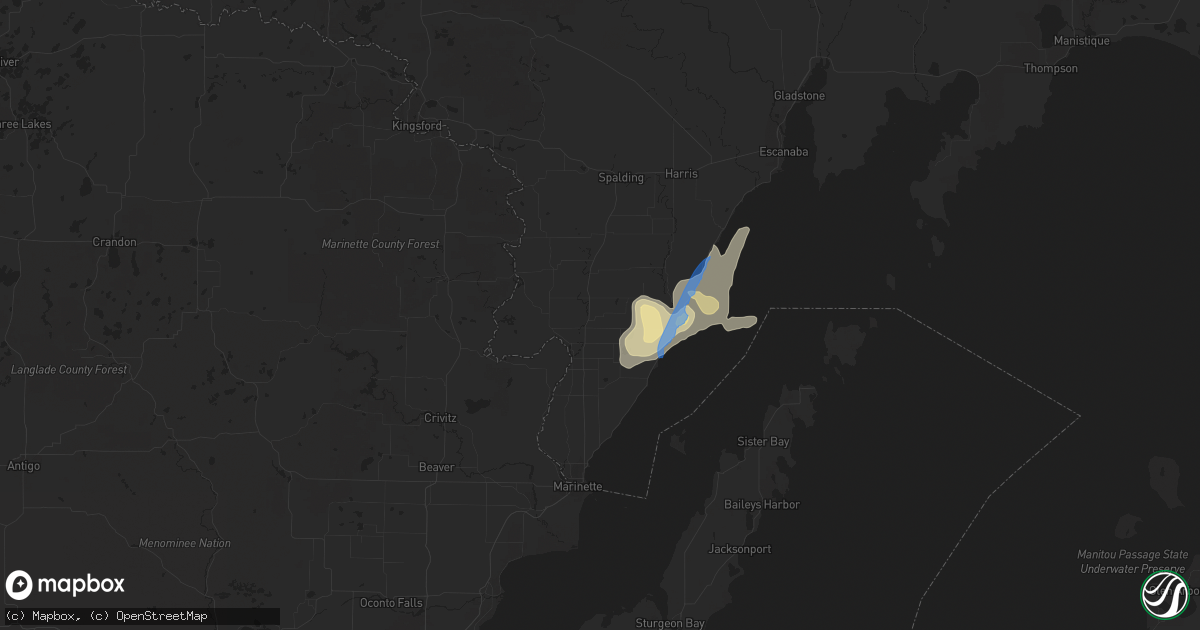 Hail map in Stephenson, MI on July 24, 2019