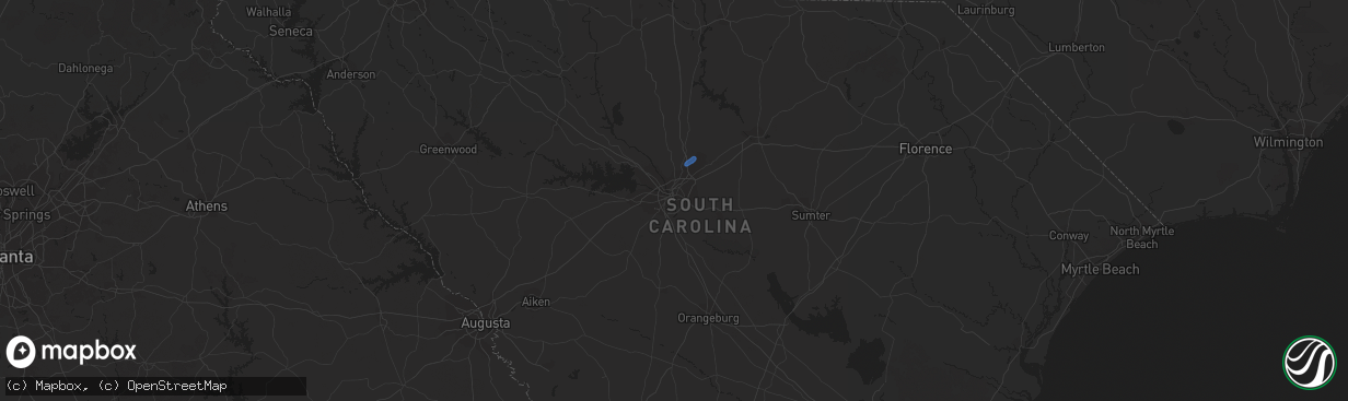 Hail map in Columbia, SC on July 24, 2020