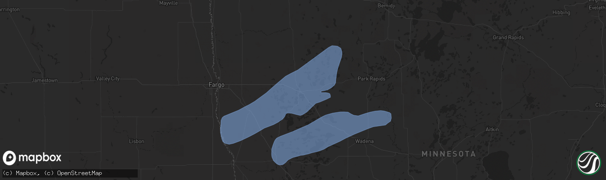 Hail map in Detroit Lakes, MN on July 24, 2020