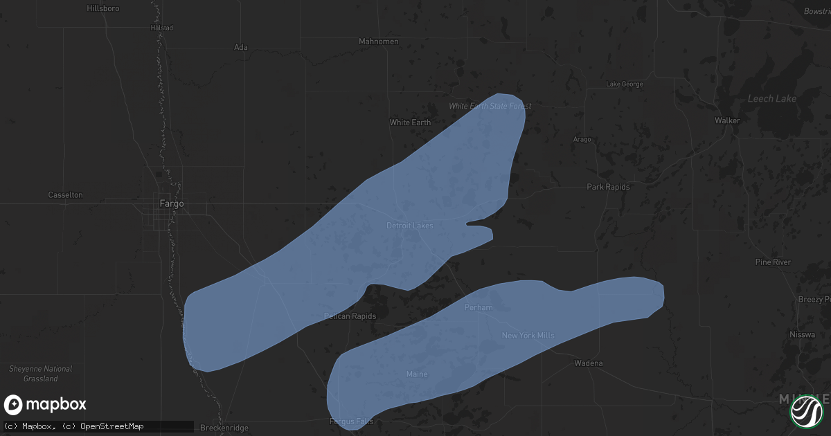 Hail map in Detroit Lakes, MN on July 24, 2020