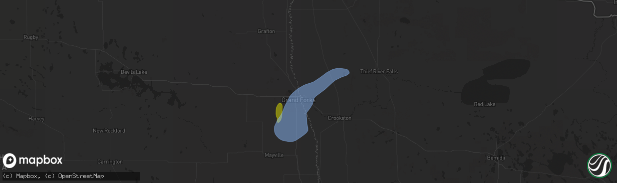 Hail map in East Grand Forks, MN on July 24, 2020