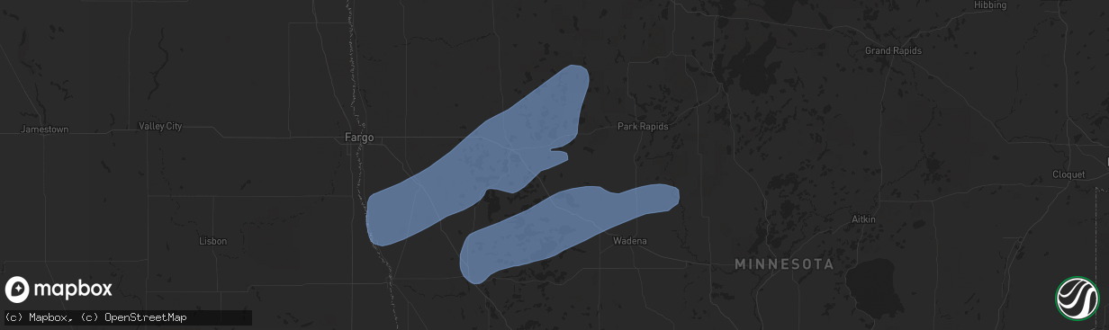 Hail map in Frazee, MN on July 24, 2020